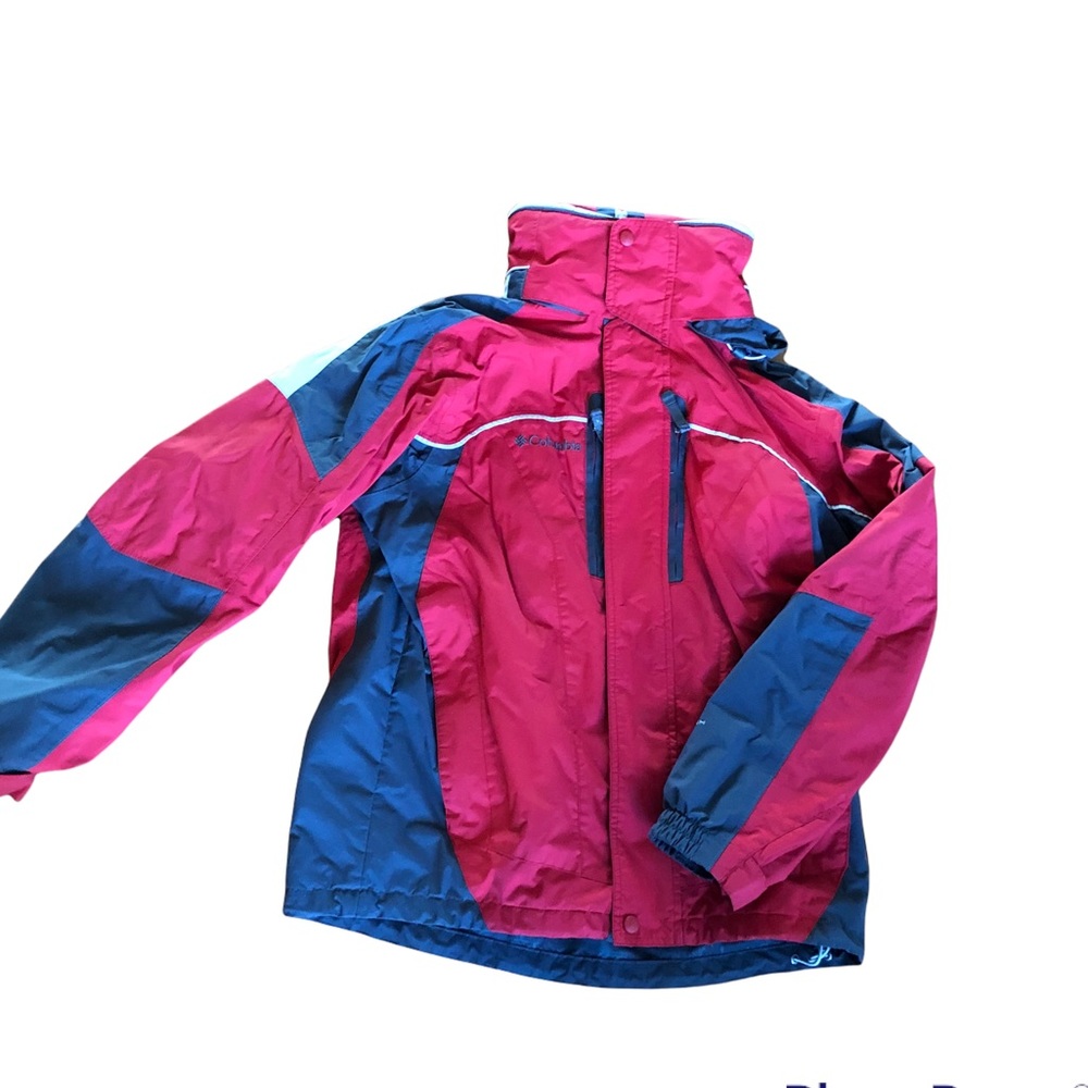 Kids Columbia unisex Red Sz 10-12 warm winter ski snowboard jacket omni-tech